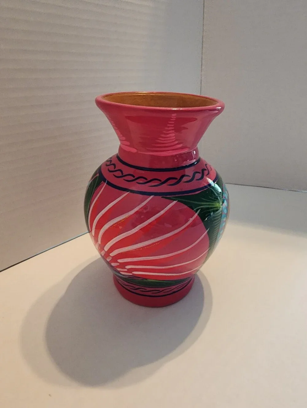 Hand-Painted Mexican Pottery Bird Vase